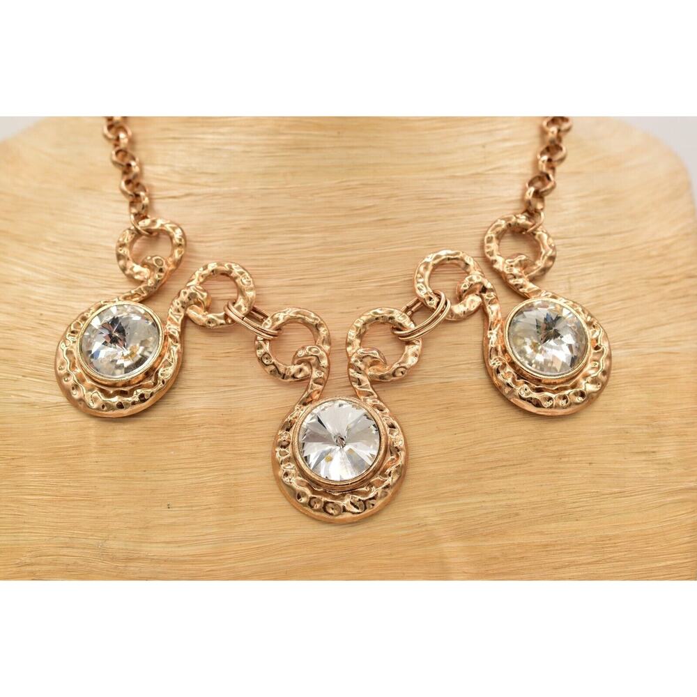 Statement Collar Necklace Rhinestone Crystal Gold… - image 7